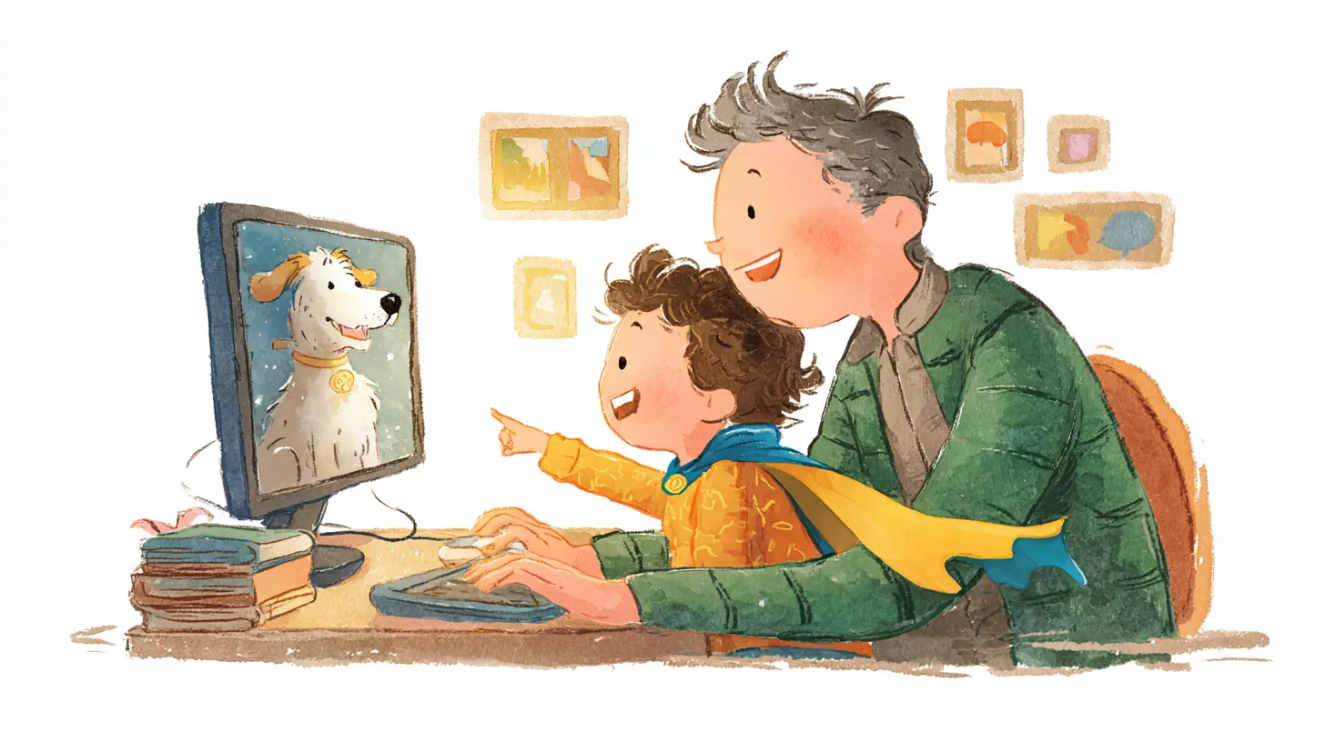 Parent and child creating AI videos together on a tablet